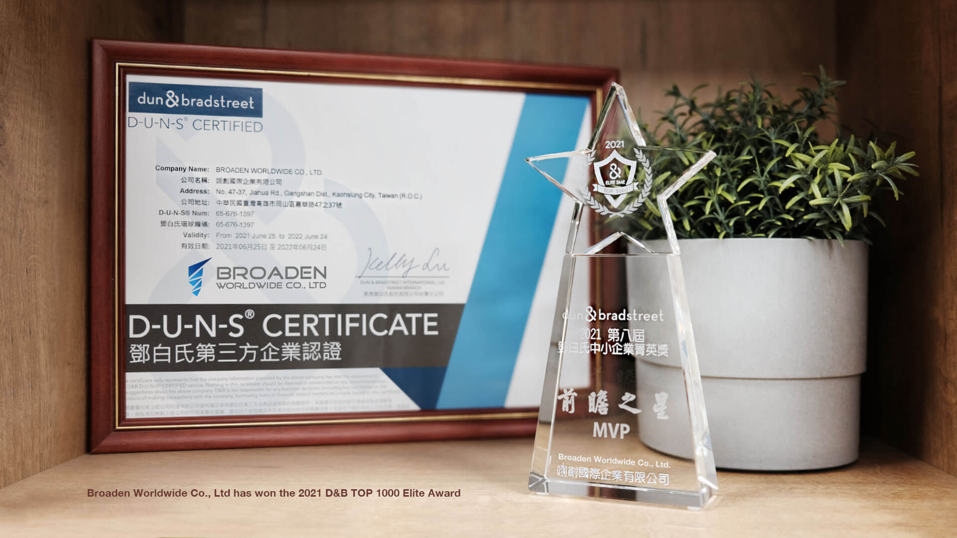 2021 D&B TOP 1000 Elite SME Award-Broaden Worldwide Co., Ltd.