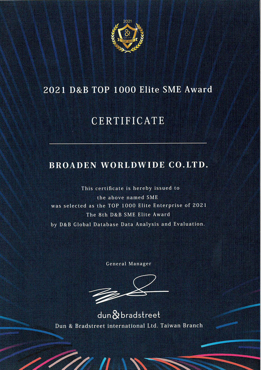 Broaden_2021 D&B TOP 1000 Elite SME Award